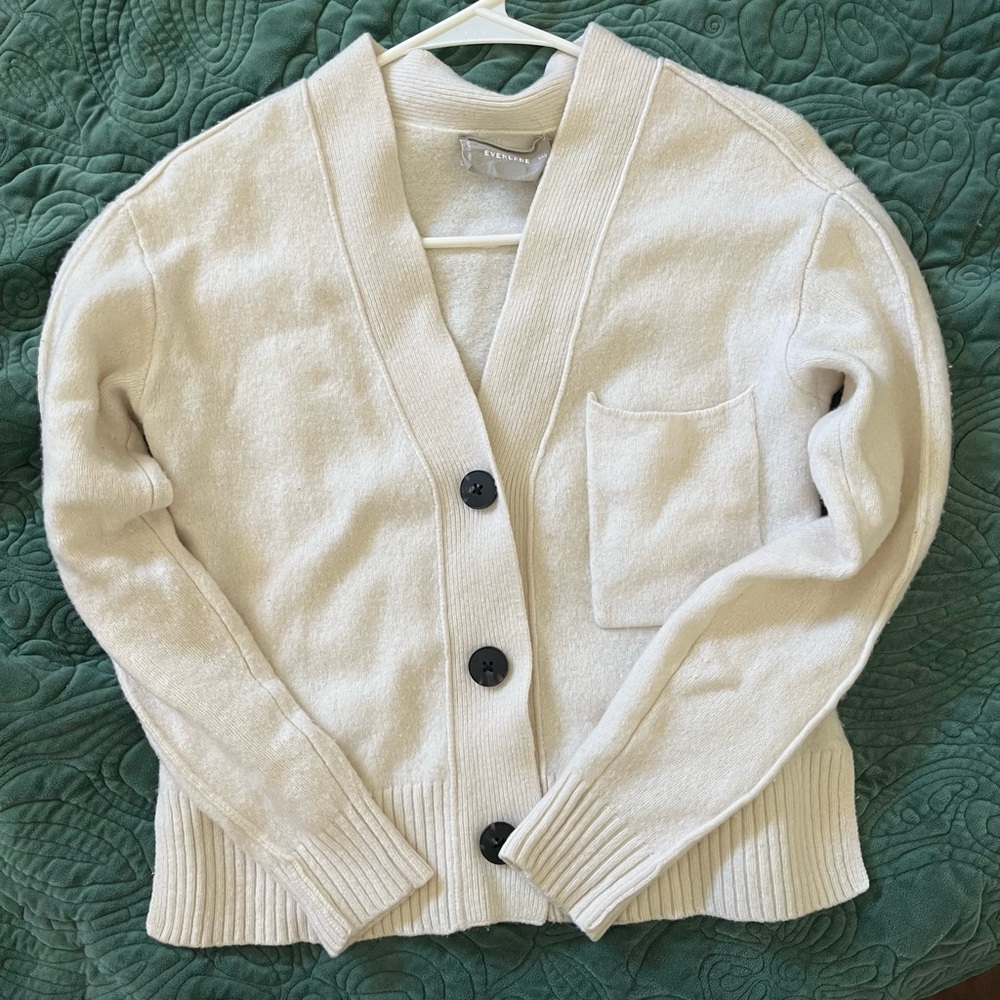 Cream Everlane Cardigan Sweater